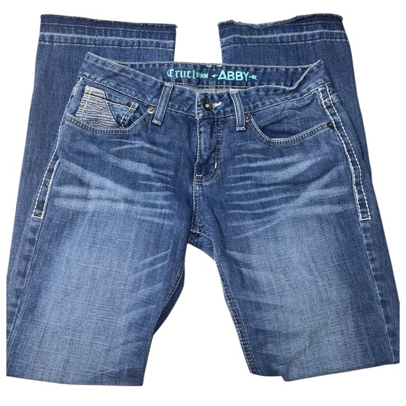 Cruel Denim Denim - Cruel Denim Abby Straight Leg Jeans Medium Wash Western Embroidered Pockets 29/7